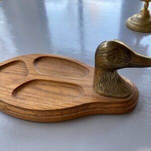 BRASS DUCK HEAD TRAY VANITY COIN VALET
